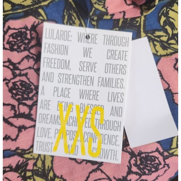 Lularoe XXS Pink Floral Crew Neck Shirt - Short Sleeve Polyester/Spandex Top - Picture 7 of 14